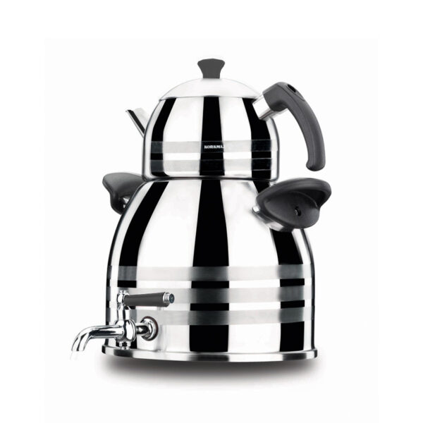 سماور رو اجاقی شیر دار 1.0 + 5.0 لیتر استیل براق رابی مگا کرکماز 014 - تصویر 1