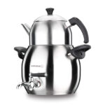 سماور رو اجاقی شیر دار 1.0 + 4.0 لیتر استیل مات ماکسیما پلاتینیوم کرکماز 023