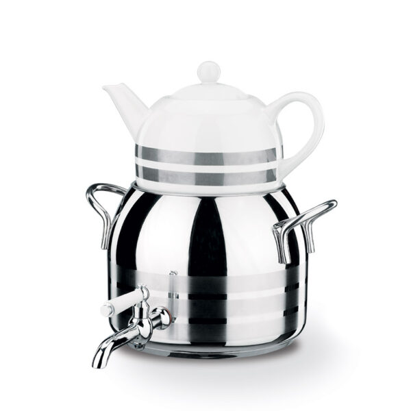 سماور رو اجاقی شیر دار 1.0 + 3.0 لیتر استیل براق لونا آسترا کرکماز 032 - تصویر 1