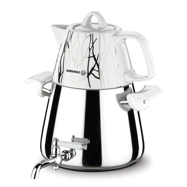 سماور رو اجاقی شیر دار 1.0 + 3.0 لیتر استیل براق استا دایموند کرکماز 040 - تصویر 1