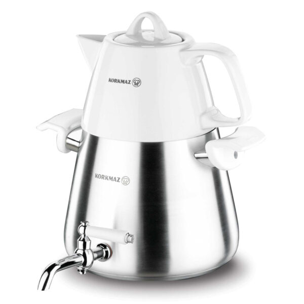 سماور رو اجاقی شیر دار 1.0 + 3.0 لیتر استیل مات استا تیتانیوم کرکماز 041 - تصویر 1