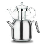 کتری قوری استیل حجم 1+2 لیتر لونا مات کرکماز 074-01