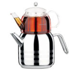 کتری قوری 1.0+2.0 لیتر استیل براق آسترا کرکماز 074-02