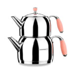 کتری قوری 0.7+1.5 لیتر استیل فلورا کرکماز 118-01