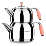 کتری قوری 1.1+2.0 لیتر استیل فلورا کرکماز 119-01