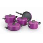 سرویس قابلمه گرانیت 9 پارچه بنفش لینا پلاس کرکماز 1289