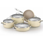 سرویس قابلمه گرانیت 9 پارچه بژ زتا پلاس کرکماز 1294