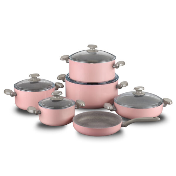 سرویس قابلمه 11 پارچه صورتی میا مانولیا کرکماز 1295 - تصویر 1