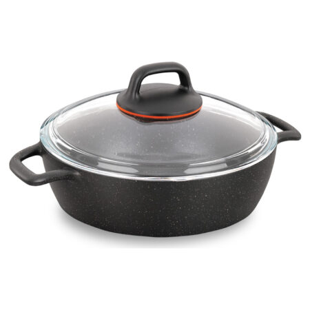 قابلمه کوتاه ولکانیت 26*7 سانتیمتر 3.5 لیتر مشکی گستو کرکماز 1365