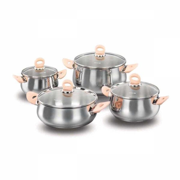 سرویس قابلمه 8 پارچه استیل براق فلامینکو کرکماز 1628 - تصویر 1