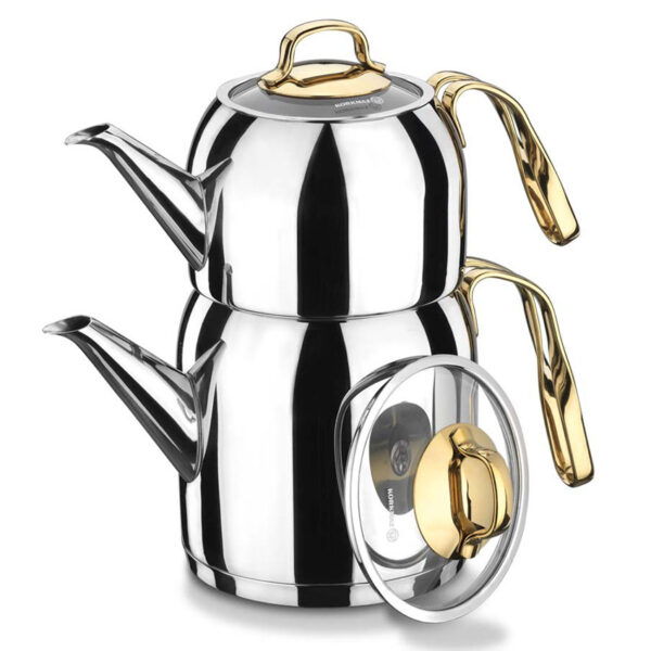 کتری قوری 0/9+1.6 لیتر استیل گلدیا کرکماز 193 - تصویر 1