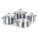 سرویس قابلمه 8 پارچه استیل براق فلورا کرکماز 1979-2