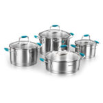 سرویس قابلمه 8 پارچه استیل مات فلورا کرکماز 1979-4