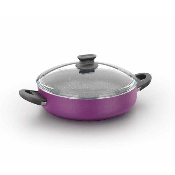 قابلمه کوتاه گرانیت 28 سانتی متر 4.5 لیتر بنفش لینا کرکماز 1110 - تصویر 1