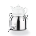 سماور رو اجاقی شیر دار 1.0 + 3.0 لیتر استیل مات لونا تیتانیوم کرکماز 031