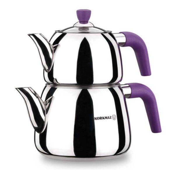 کتری قوری 1.0 + 2.0  لیتر استیل آرگوان کرکماز 063 - تصویر 1