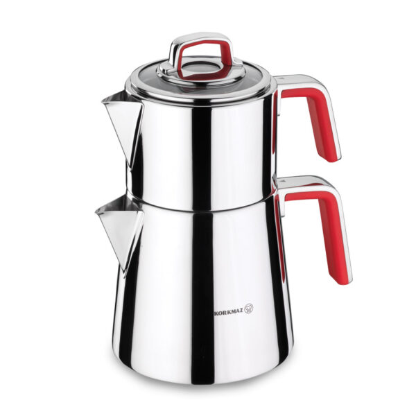 کتری قوری 1.1+2 لیتر استیل ورتکس کرکماز 81-01 - تصویر 1