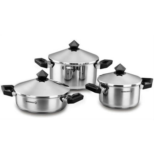 سرویس قابلمه 6 پارچه استیل براق دایموند کرکماز 1012 - تصویر 1
