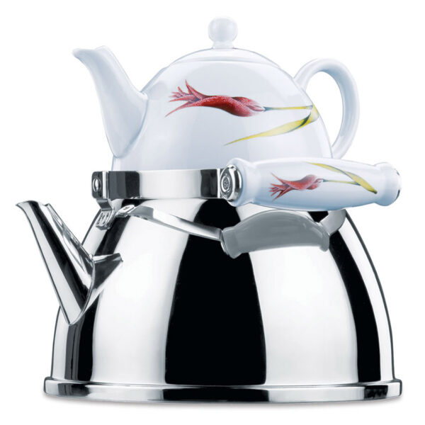 کتری قوری 1.1+3.0  لیتر استیل لاله زار کرکماز 107 - تصویر 1