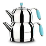 کتری قوری 0.7 + 1.5 لیتر استیل فلورا کرکماز 118-04