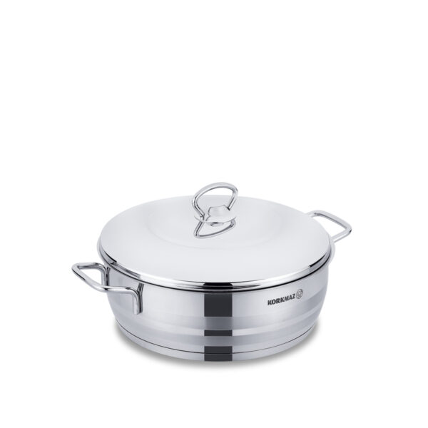 قابلمه کوتاه 24*8.0 سانتیمتر 3.6 لیتر استیل براق آسترا کرکماز 1904