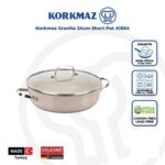 قابلمه کوتاه نچسب 24*4.5 سانتی متر 2.5 لیتر بژ گرانیتا کرکماز 1854 - تصویر 2