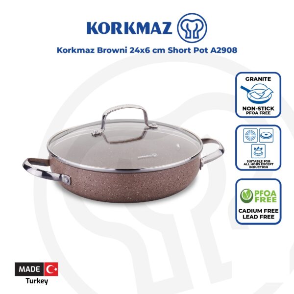 قابلمه کوتاه 24*6.0 سانتیمتر 2.4 لیتر قهوه ای برونی کرکماز 2908 - تصویر 3