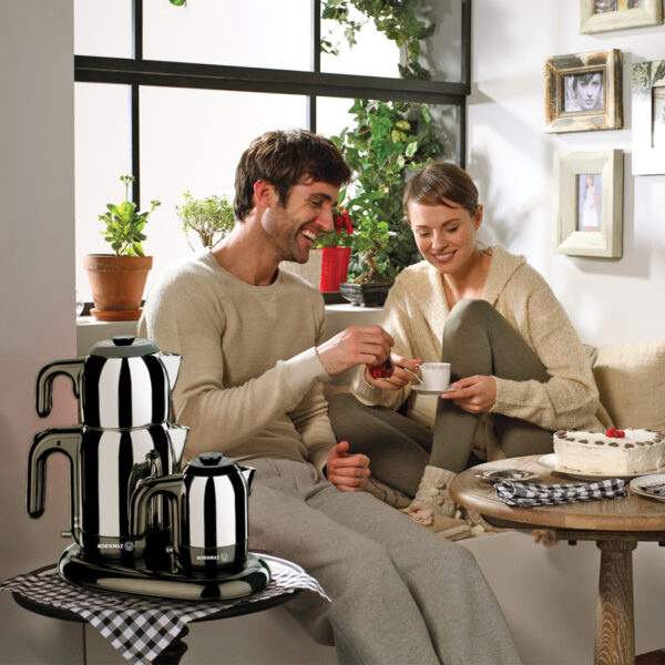 چای ساز و قهوه ساز برقی 400 و 1600 وات 1.1 + 1.6 لیتر مشکی دمتز کرکماز 353