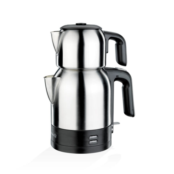 چای ساز اتوماتیک برقی 1600 وات 0.9 + 1.8 لیتر استیل مات دمکولیک کرکماز 359-06