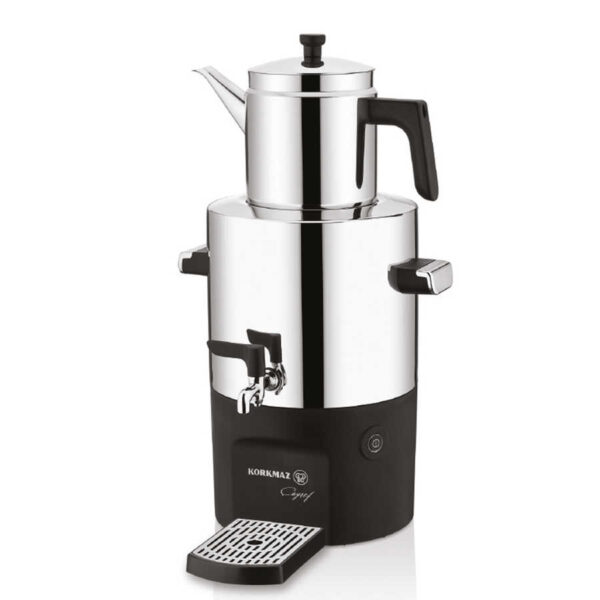 سماور برقی 2000 وات 2.0 + 5.0 لیتر استیل براق چای شف کرکماز 841-01