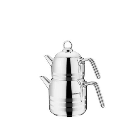 کتری و قوری 0.9 + 2.0 لیتر استیل براق آسترا کرکماز 098 | رابیما