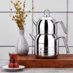 کتری و قوری 0.9 + 2.0 لیتر استیل براق آسترا کرکماز 098