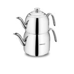 کتری و قوری 1.1 + 2.3 لیتر استیل براق دروپا ماکسی کرکماز 057