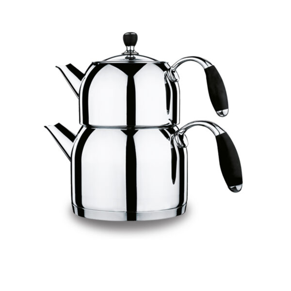 کتری و قوری 0.7 + 1.5 لیتر استیل براق فلورا میدی کرکماز 118