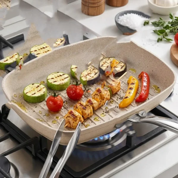 تابه گریل مستطیل ۲۵×۳۵ سانتی متر ۳/۲ لیتر بژ گرانیتا کرکماز ۱۲۶۹ | رابیما