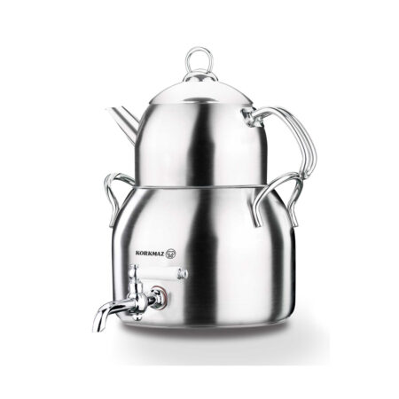 سماور رو اجاقی شیر دار 1.0 + 3.0 لیتر استیل مات لونا پلاتینیوم کرکماز 033