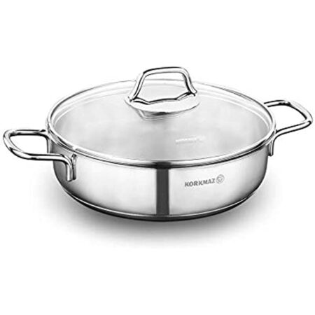 قابلمه کوتاه 24*6.5 سانتیمتر 3.0 لیتر استیل براق پرلا کرکماز 1658