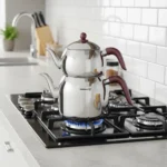 کتری و قوری 1.1 + 2.5 لیتر استیل براق رترو کرکماز 195 | رابیما