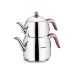 کتری و قوری 1.1 + 2.5 لیتر استیل براق رترو کرکماز 195 | رابیما