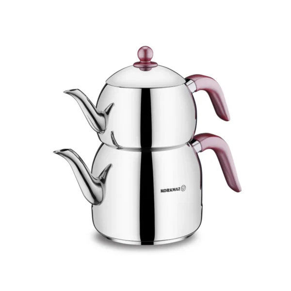 کتری و قوری 1.1 + 2.5 لیتر استیل براق رترو کرکماز 195 | رابیما