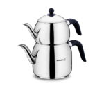 کتری و قوری 1.2 + 2.5 لیتر استیل براق رترو کرکماز 194