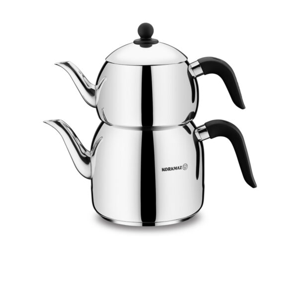 کتری و قوری 1.2 + 2.5 لیتر استیل براق رترو کرکماز 194