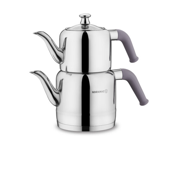 کتری و قوری 1.1 + 1.9 لیتر استیل براق ریوا کرکماز 189-02