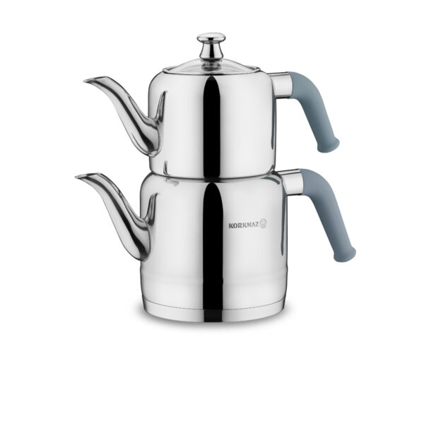 کتری و قوری 1.1 + 1.9 لیتر استیل براق ریوا کرکماز 189-03