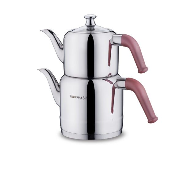 کتری و قوری 1.1 + 1.9 لیتر استیل براق ریوا کرکماز 189-01