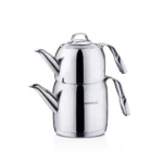 کتری و قوری 0.9 + 1.6 لیتر استیل براق استیما کرکماز 191 | رابیما