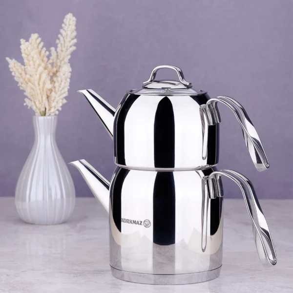 کتری و قوری 0.9 + 1.6 لیتر استیل براق استیما کرکماز 191 | رابیما