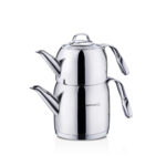 کتری و قوری 0.9 + 1.6 لیتر استیل براق استیما کرکماز 191