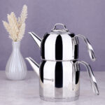 کتری و قوری 0.9 + 1.6 لیتر استیل براق استیما کرکماز 191