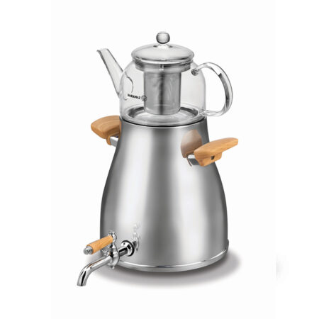 سماور رو اجاقی شیر دار 1.2 + 4.6 لیتر استیل مات مونتانا مگا کرکماز 206